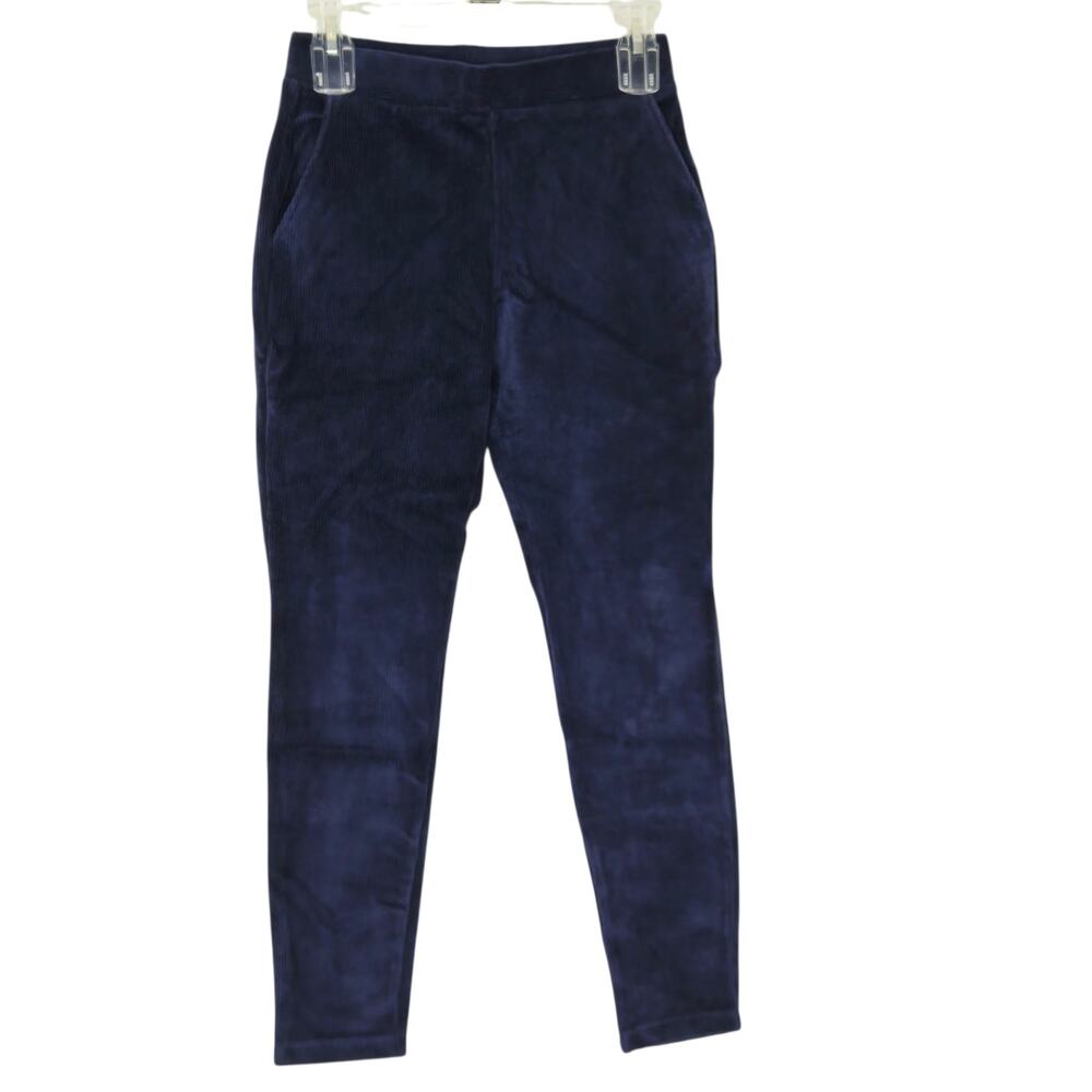 Lands' End Women's Corduroy Leggings XS Deep Sea Navy Blue High Rise Stretch Fit